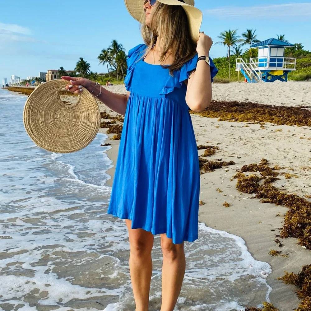 Blue Ruffle Sleeve Dress - Picture 8 of 10